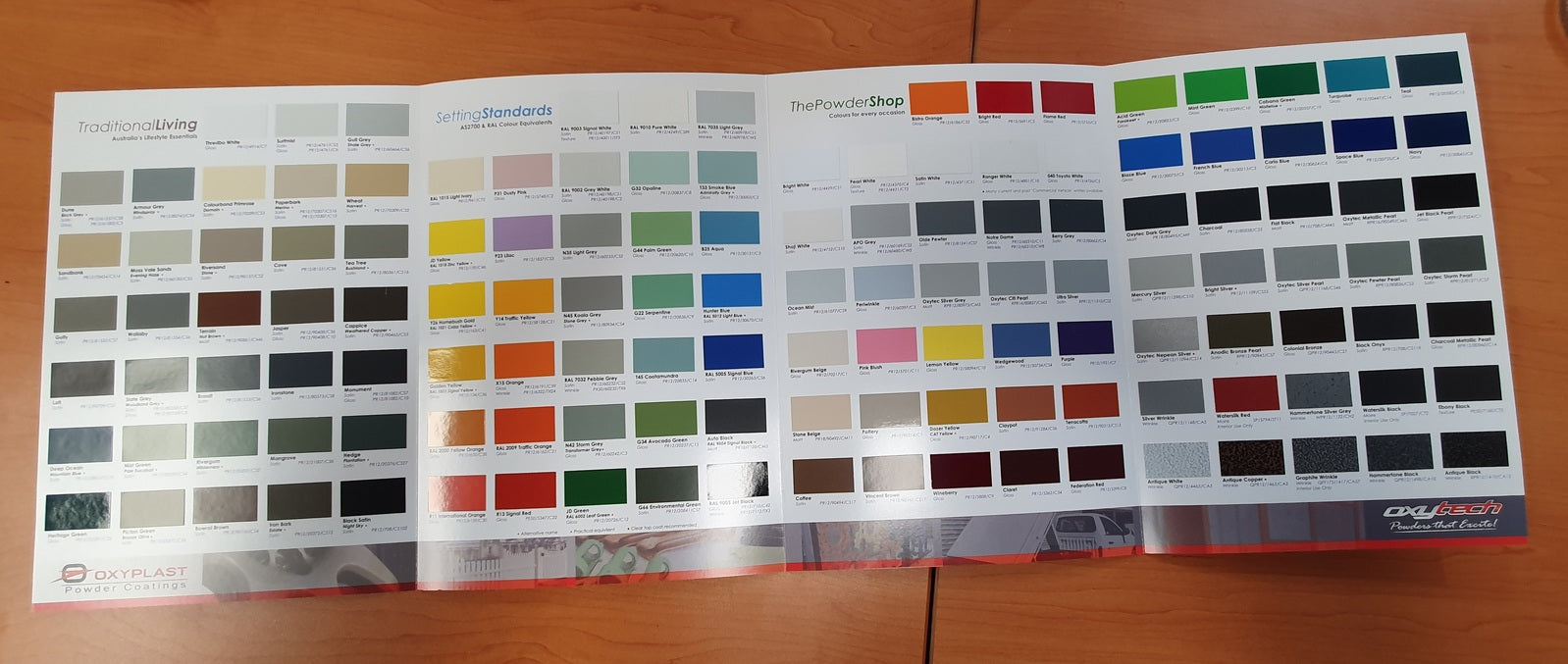 Oxytech Powder Coatings colour card