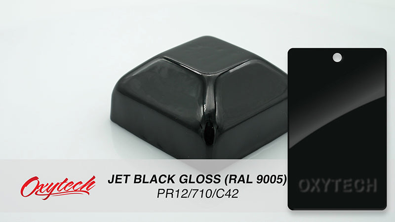 JET BLACK GLOSS (RAL 9005) colour sample panel — Oxytech.com.au